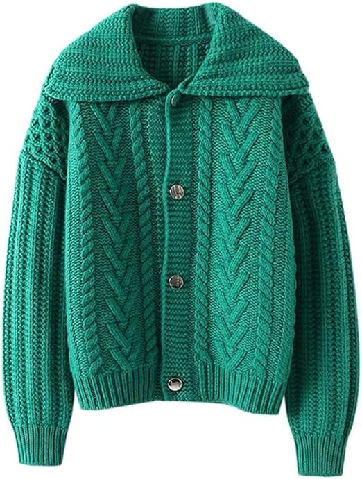 CHARTOU Women Winter Thick Cardigan Lapel Collar Button Down Chunky Knit Coatigan Sweater Jacket | Amazon (US)
