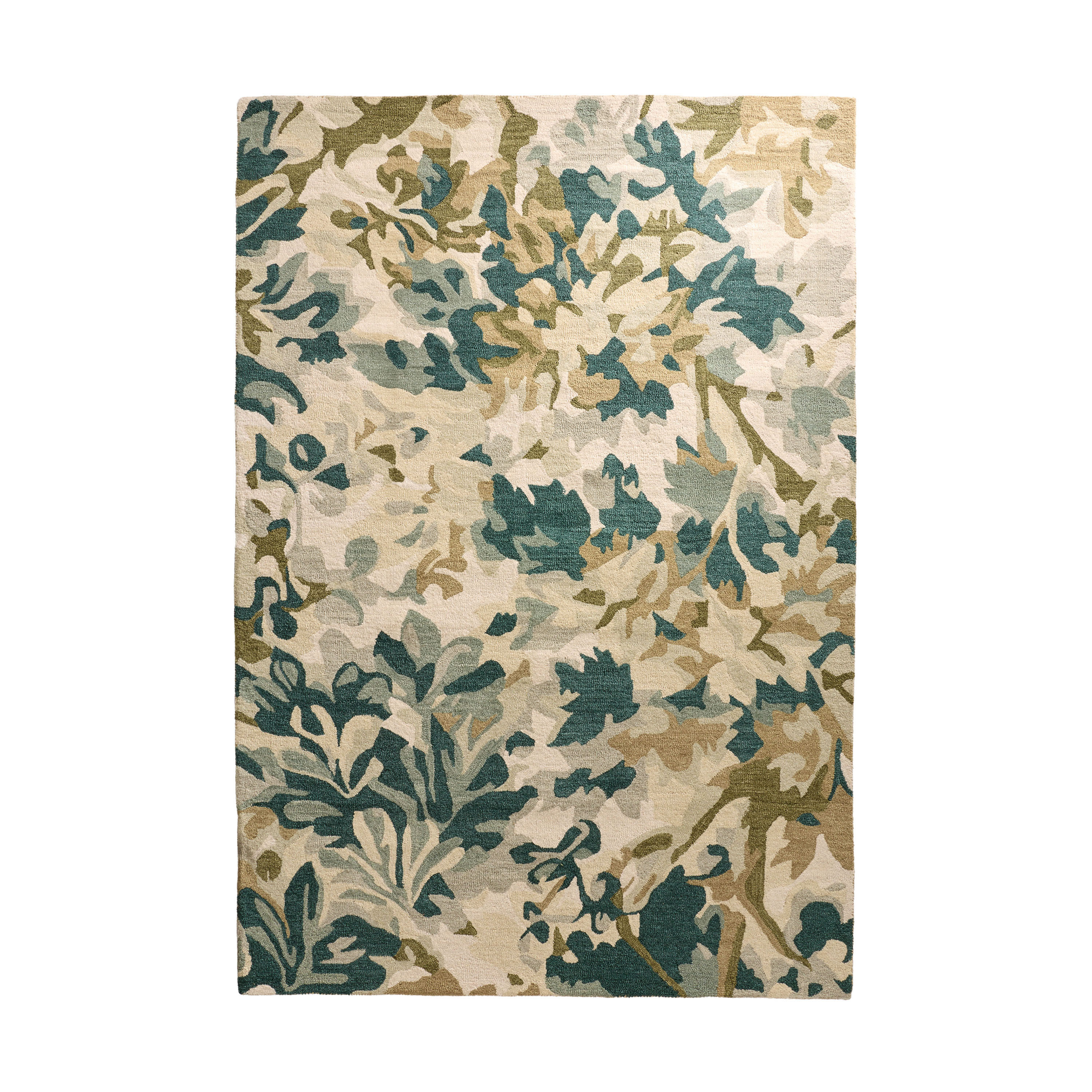 Fauna Teal and Ivory Botanical Tufted Wool Blend Area Rug | World Market