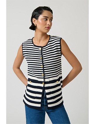 Onte Helena Stripe Gilet | David Jones | David Jones (Australia & New Zealand)