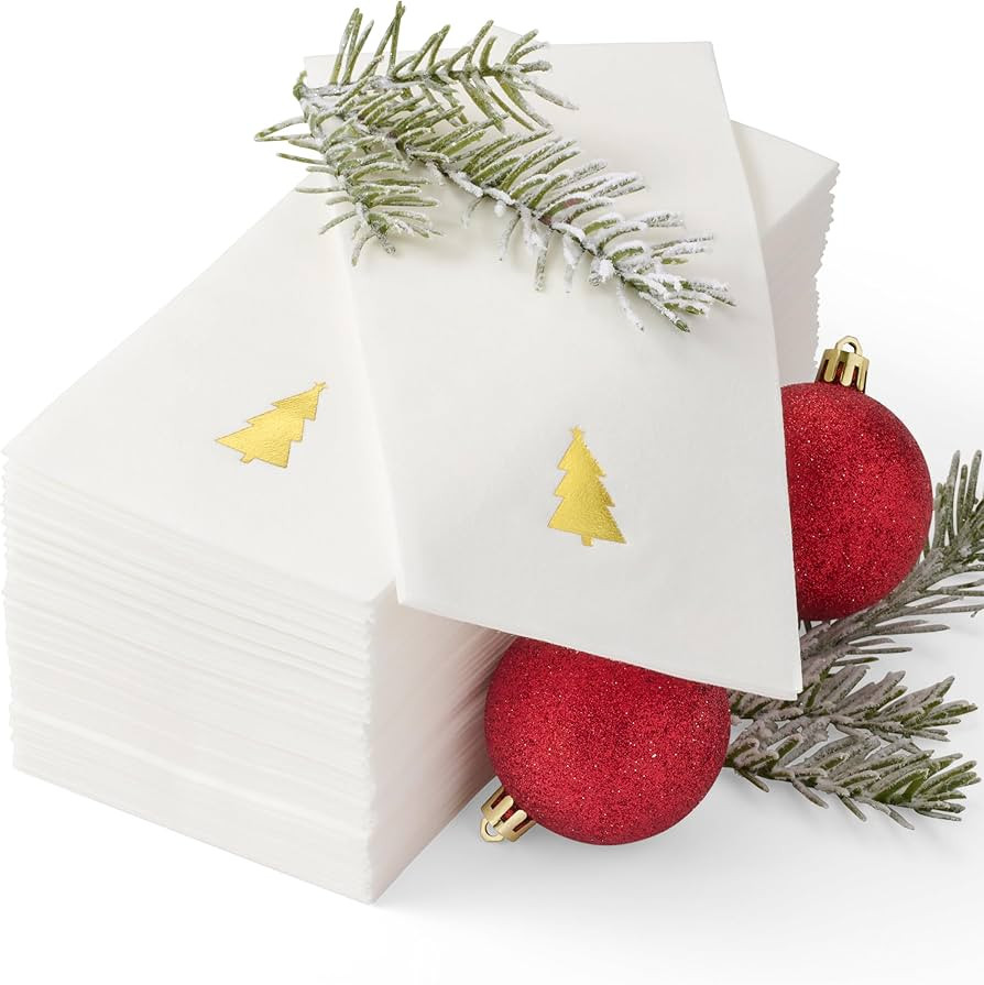 By Madee: 50 Pack Christmas Napkins Disposable | Disposable Hand Towels for Bathroom | Linen Like... | Amazon (US)