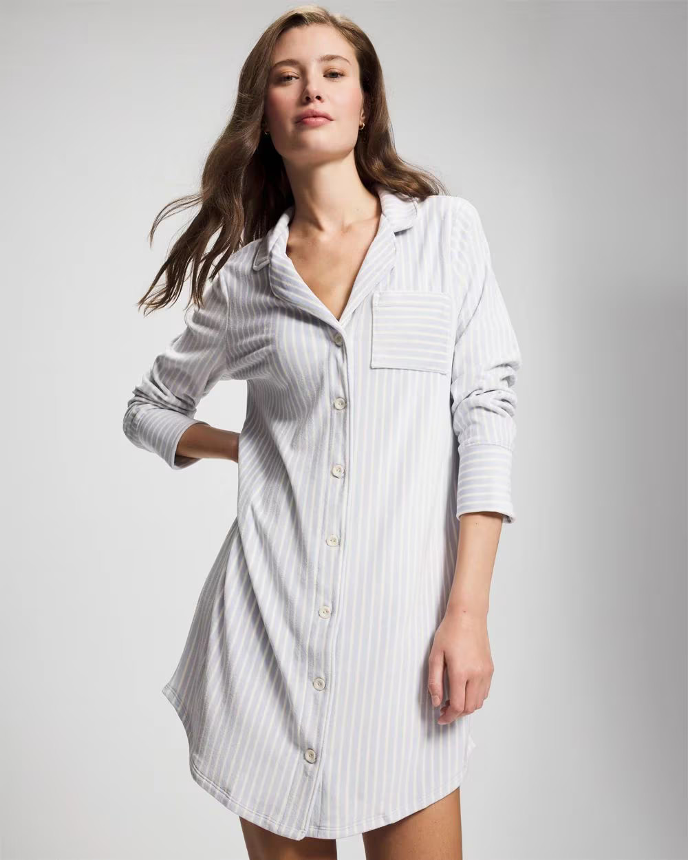 Long-Sleeve Notch Collar Sleepshirt | Soma | SOMA