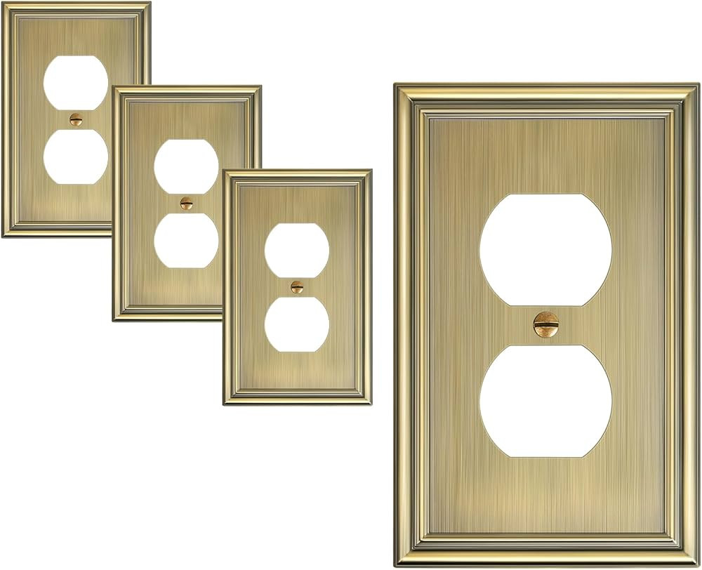 4-Pack Duplex Outlet Covers, Decorative Wall Plates for Electrical Outlets, Antique Brass Switch ... | Amazon (US)