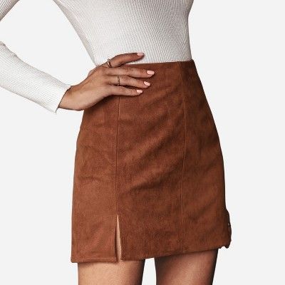 Women's Faux Suede Side Split Mini Skirt - Cupshe | Target