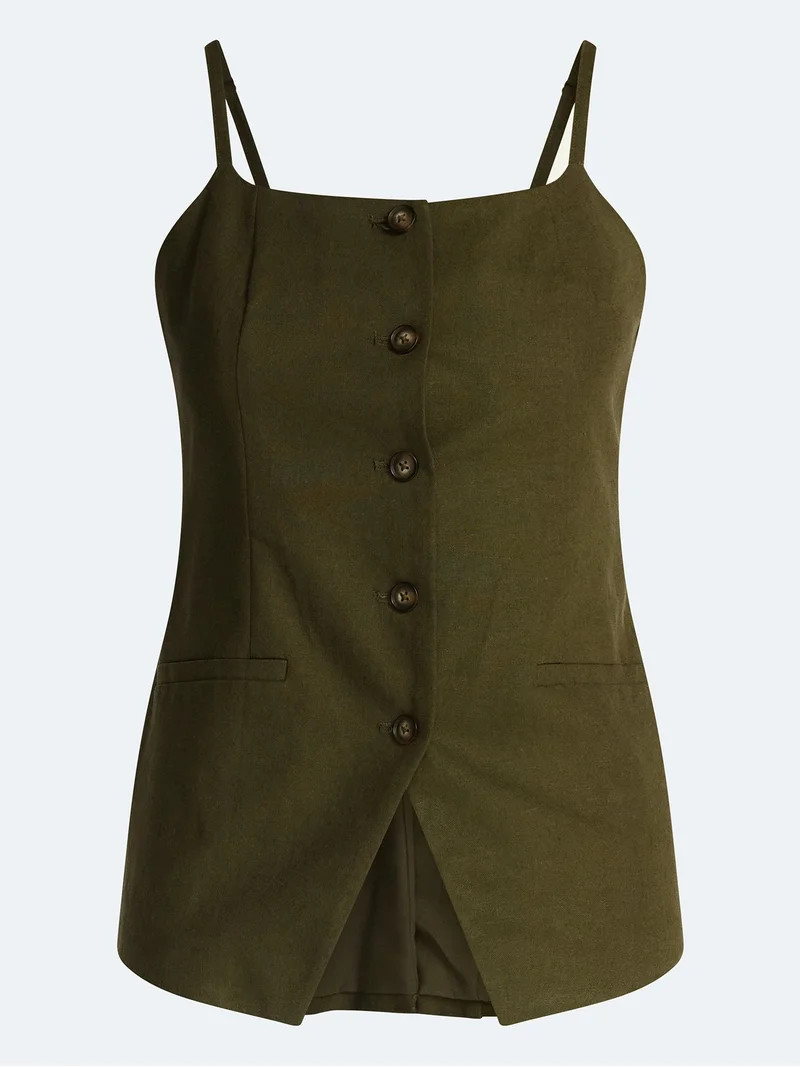 Scoop Women\u2019s Linen Blend Vest, Sizes XS-XL | Walmart (US)