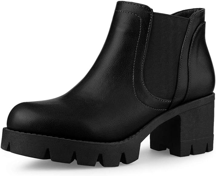 Women's Lug Sole Chunky Heel Chelsea Ankle Boots | Amazon (US)