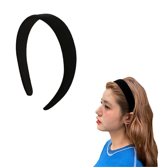 YALLNASL Black Padded Headband Satin Headbands for Women Girls Chunky Hairbands Thick Puffy Head ... | Amazon (US)