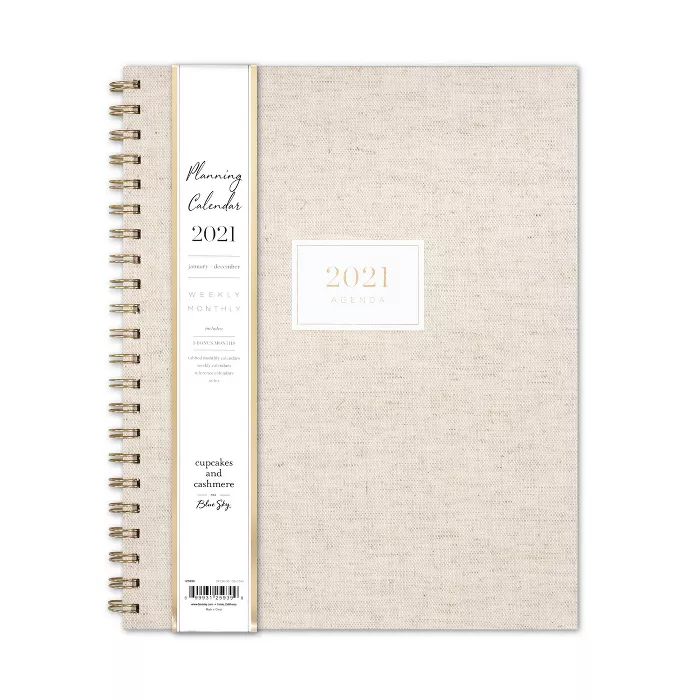 2021 Planner Fabric 8.5" x 11" Weekly/Monthly Wirebound - Natural - cupcakes and cashmere for Blu... | Target