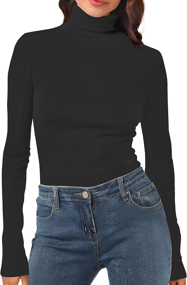 Womens Long Sleeve Turtleneck T-Shirts Mock Neck Underwear Fall Winter Fashion Base Layer Casual ... | Amazon (US)