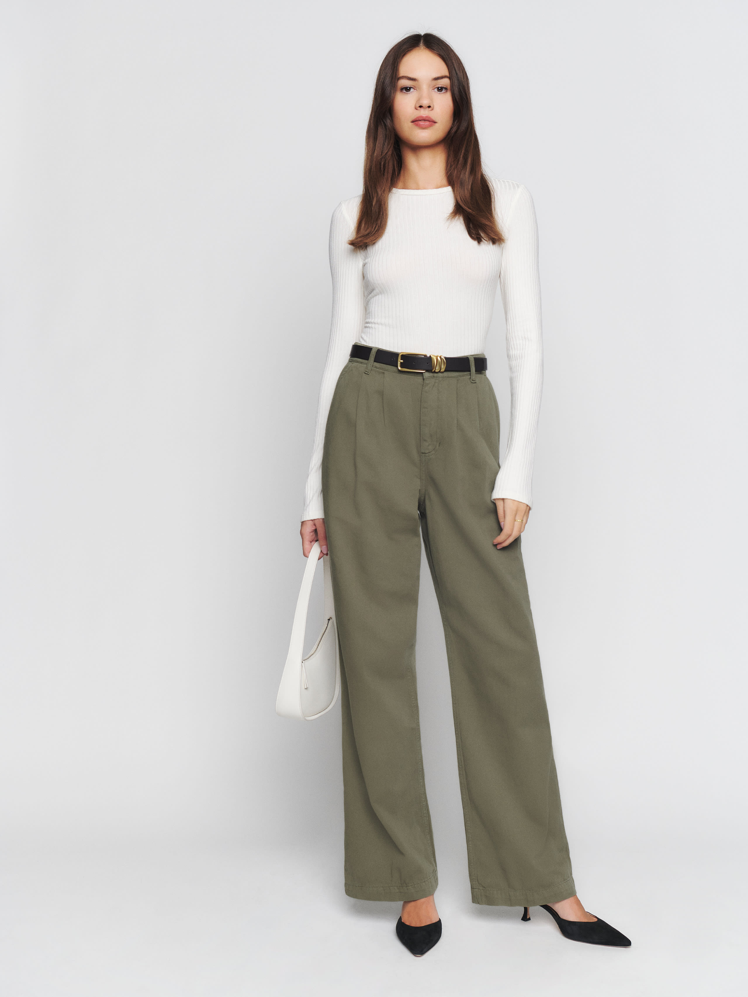 Montauk Pleated High Rise Twill Pants | Reformation (Global)