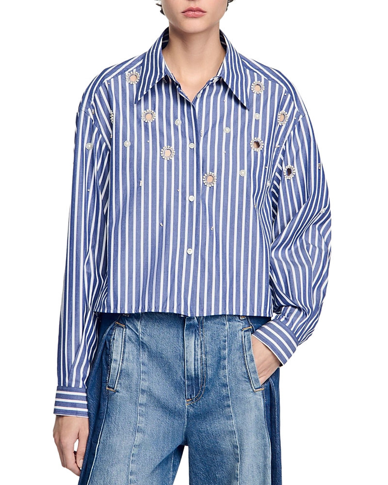 Sandro Beaded Striped Shirt | Bloomingdale's (US)