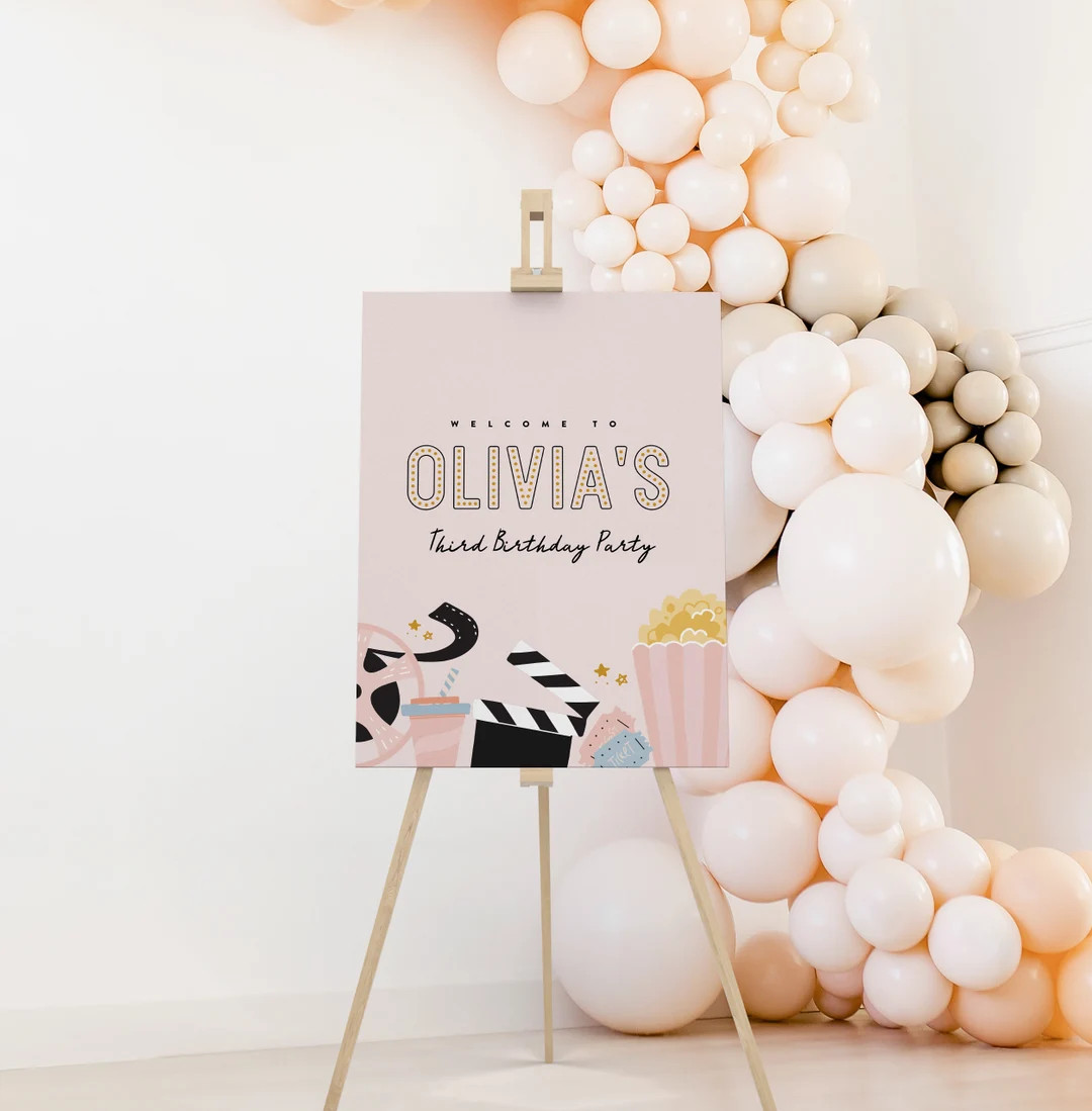 Movie Party Welcome Sign, Movie Night Birthday, Editable Digital Template, INSTANT DOWNLOAD - Ets... | Etsy (US)