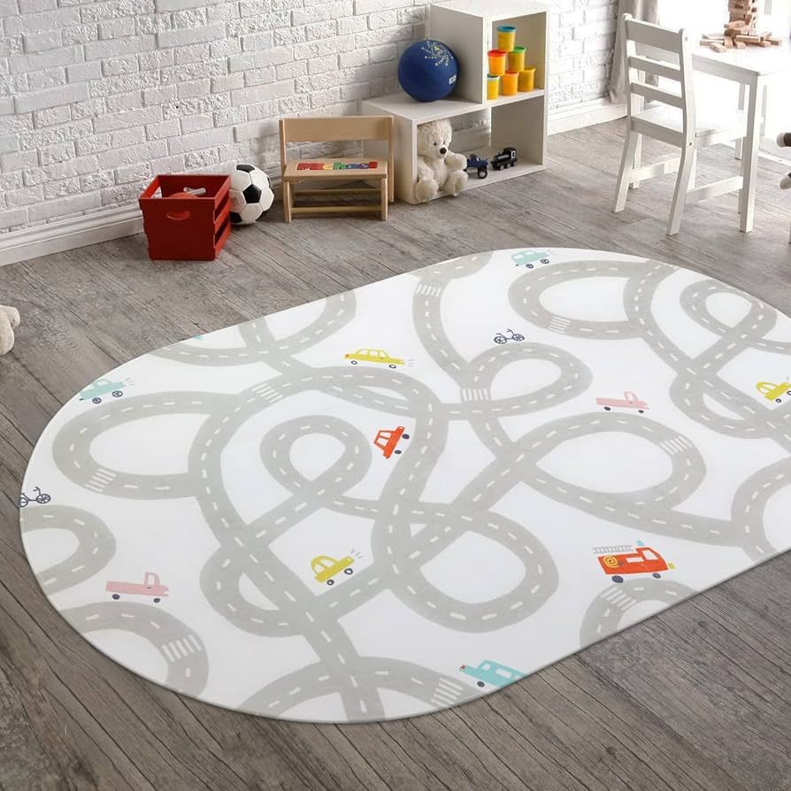 STARUIA Road Traffic Kids Rug Children Playing with Cars Playmat 4x6 Ft, Washable Play Carpet for... | Amazon (US)