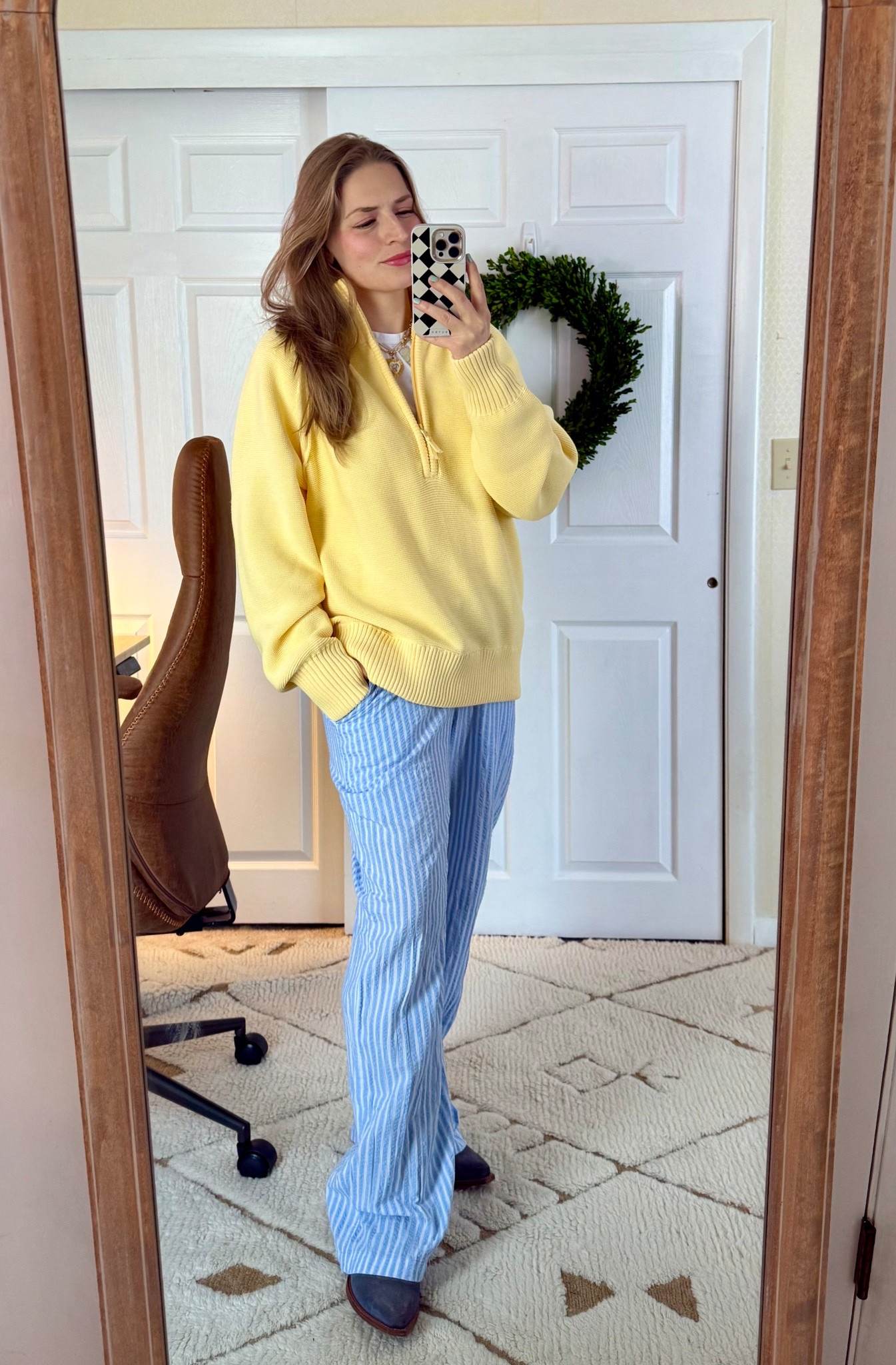 Butter yellow, boxer pants, spring fashion, home office, office chair, area rug 

#LTKFindsUnder50 #LTKFindsUnder100