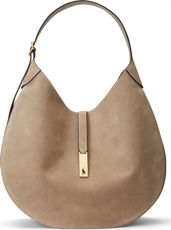 Polo Ralph Lauren Large Polo ID Suede Shoulder Bag | Nordstrom | Nordstrom
