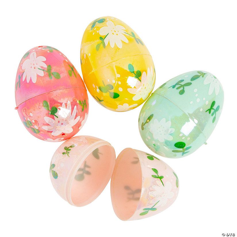 2 1/2" Iridescent Flower Print Plastic Easter Eggs – 48 Pc. | Oriental Trading Company