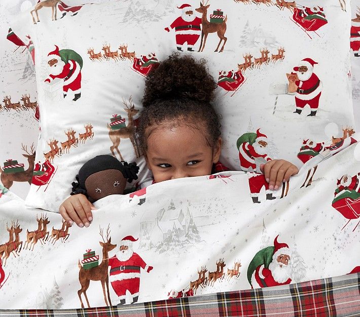 Heritage Santa Organic Sheet Set & Pillowcases | Pottery Barn Kids