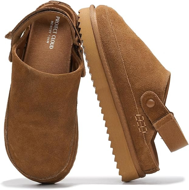 Project Cloud Genuine Suede Clogs for Women - Memory Foam Womens Clogs & Mules with Adjustable St... | Amazon (US)