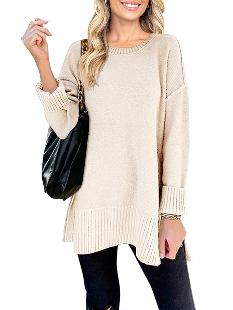 MEROKEETY Women's 2025 Fall Winter Oversized Pullover Sweater Casual Loose Crew Neck Long Sleeve ... | Amazon (US)
