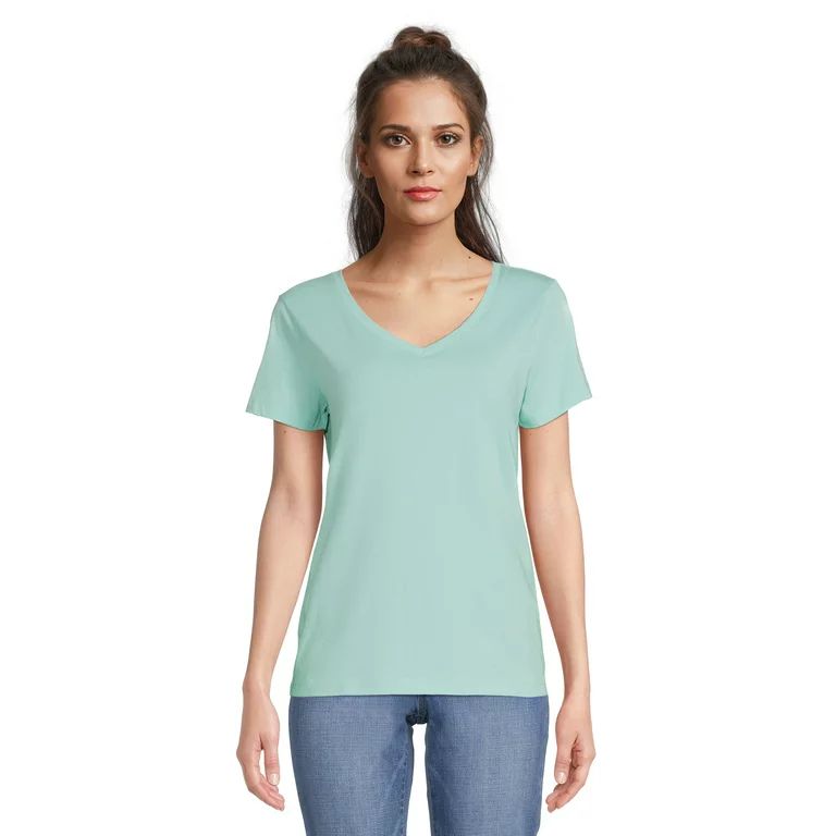 Time and Tru Women's Cotton V-Neck T-Shirt | Walmart (US)