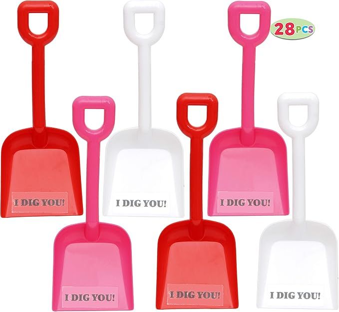 JOYIN 28 Plastic Toy Shovels in Pink Red and White for Valentines Day with I Dig You Stickers for... | Amazon (US)