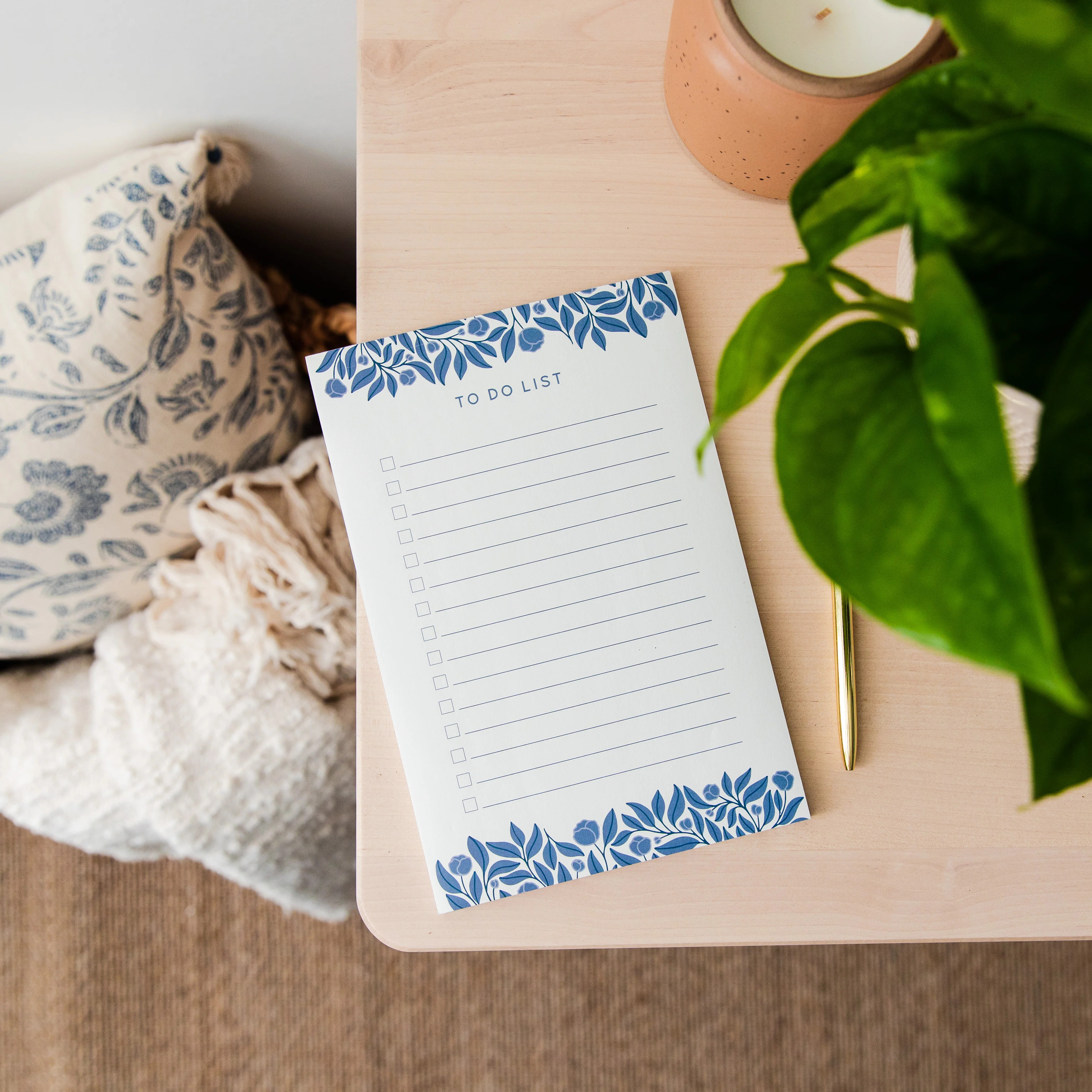 French Blue Floral To Do List Notepad | The Daily Grace Co.