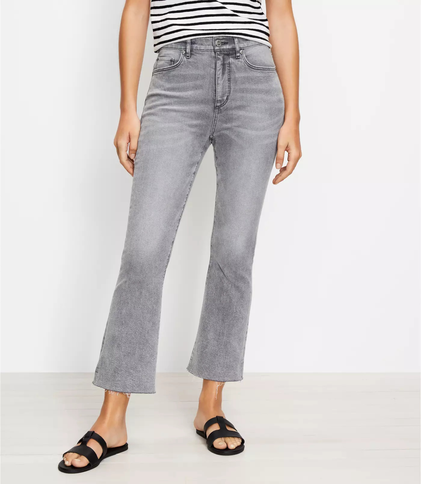 Fresh Cut High Rise Kick Crop Jeans in Light Vapor Grey | LOFT | LOFT