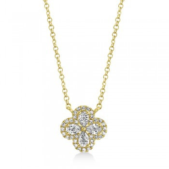 Pear & Round Diamond Clover Necklace 14k Yellow Gold (0.41ct) | Allurez
