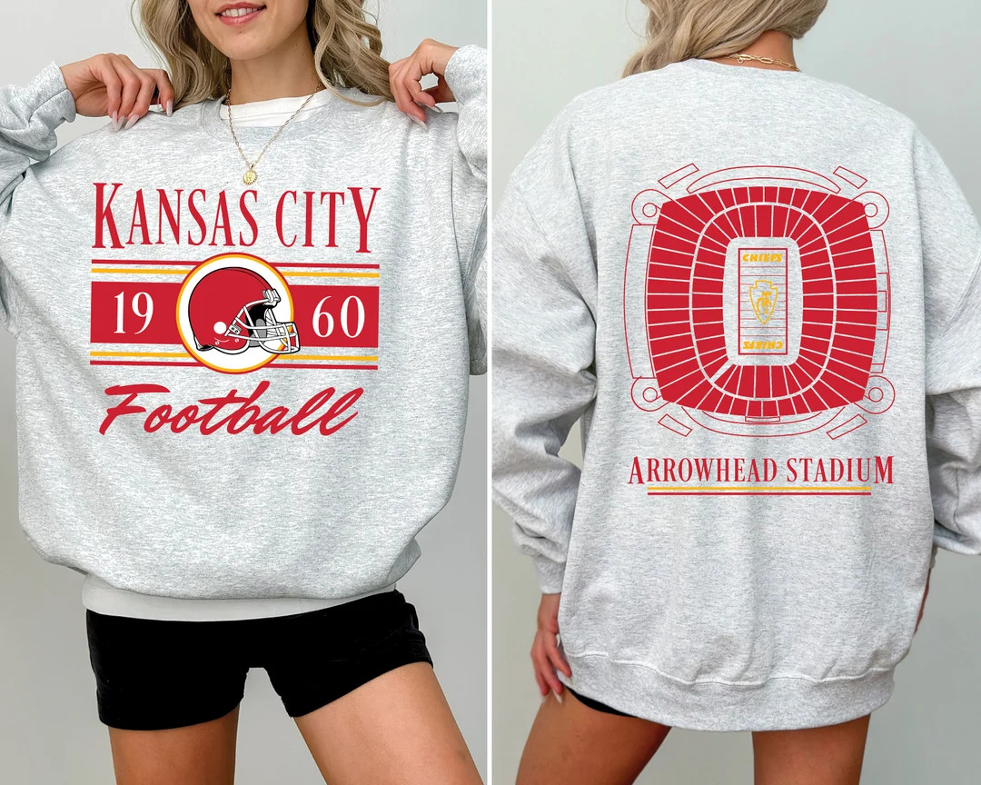 Vintage Style Kansas City Football Sweatshirt, Kansas City Chiefs Crewneck Hoodie, Retro Kansas C... | Etsy (US)