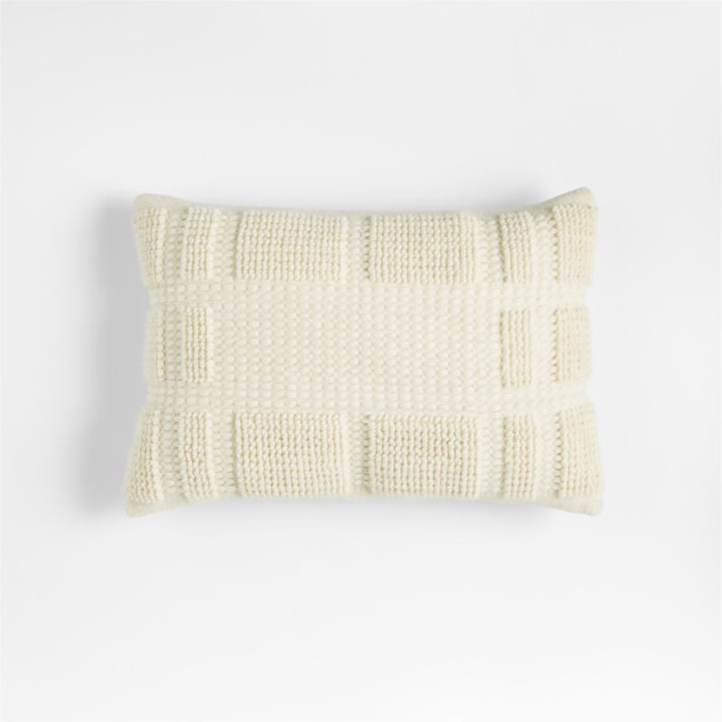Lancaster 22"x15" Textured Cotton Plaid Cotton Cream Pillow Cover + Reviews | Crate & Barrel | Crate & Barrel