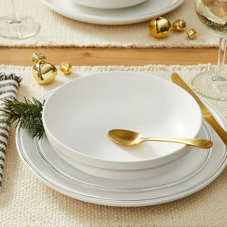 Better Homes & Gardens Gold Frost 12 Piece Stoneware Dinnerware Set | Walmart (US)