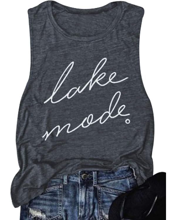 FAYALEQ Lake Mode Tank Tops Women Lake Life Summer Vacation Funny Vest Tees Camping Casual Tanks ... | Amazon (US)