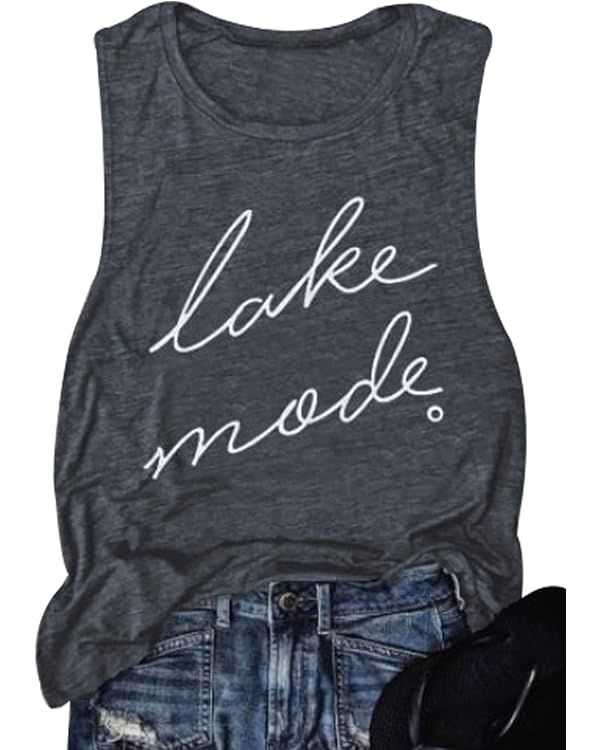 FAYALEQ Lake Mode Tank Tops Women Lake Life Summer Vacation Funny Vest Tees Camping Casual Tanks ... | Amazon (US)