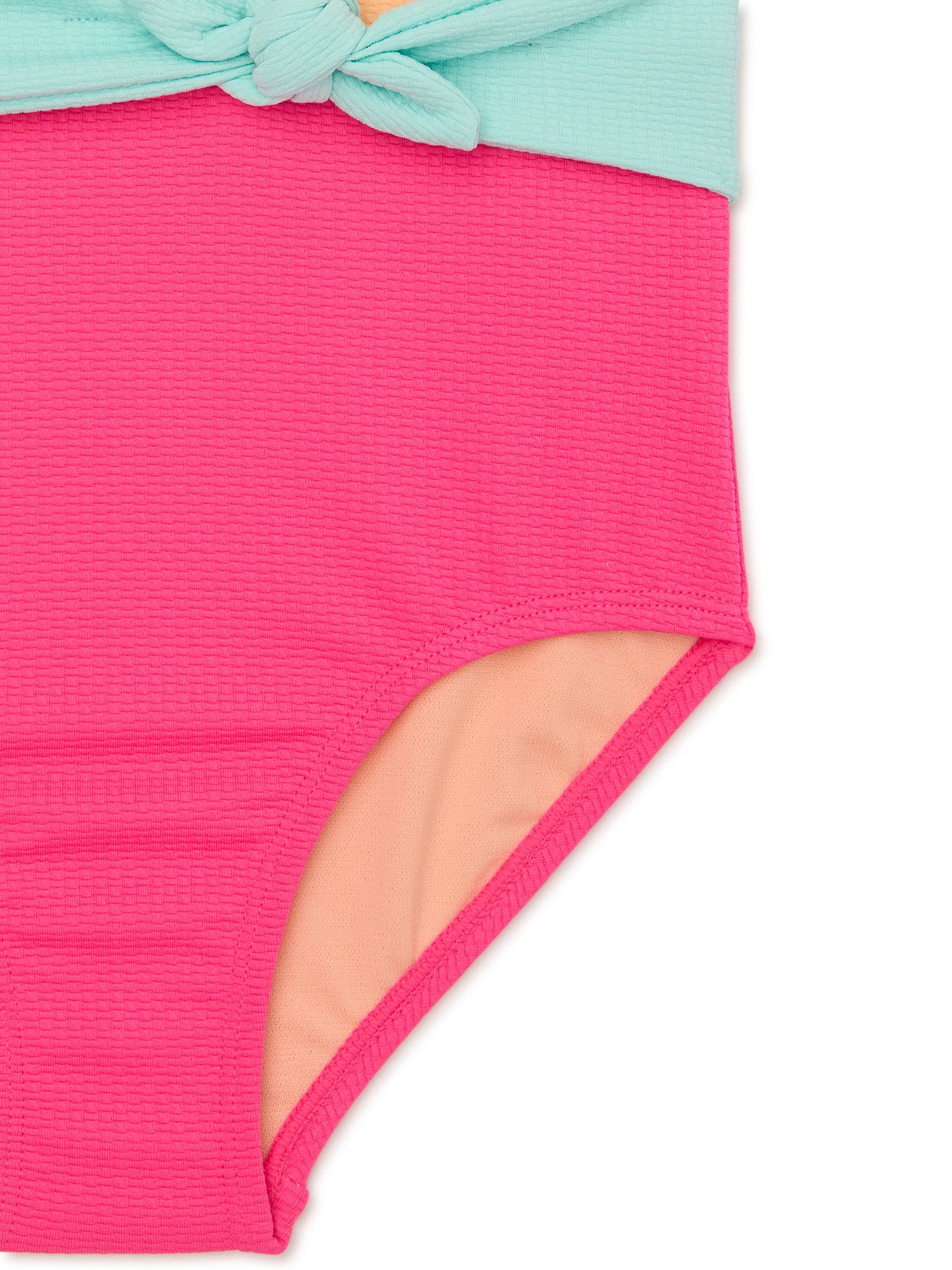 Wonder Nation Girls Colorblock One Piece Swimsuit with UPF 50, Sizes 4-18 & Plus | Walmart (US)