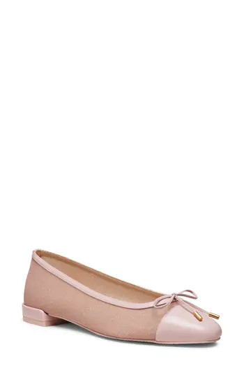 Stuart Weitzman Sleek Cap Toe Bow Flat in Ballet at Nordstrom Rack, Size 7 | Nordstrom Rack