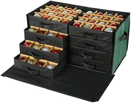 Christmas Ornament Storage Box - 8 Separate Trays, Stores 128 Ornaments - Non-Woven Fabric Contai... | Amazon (US)