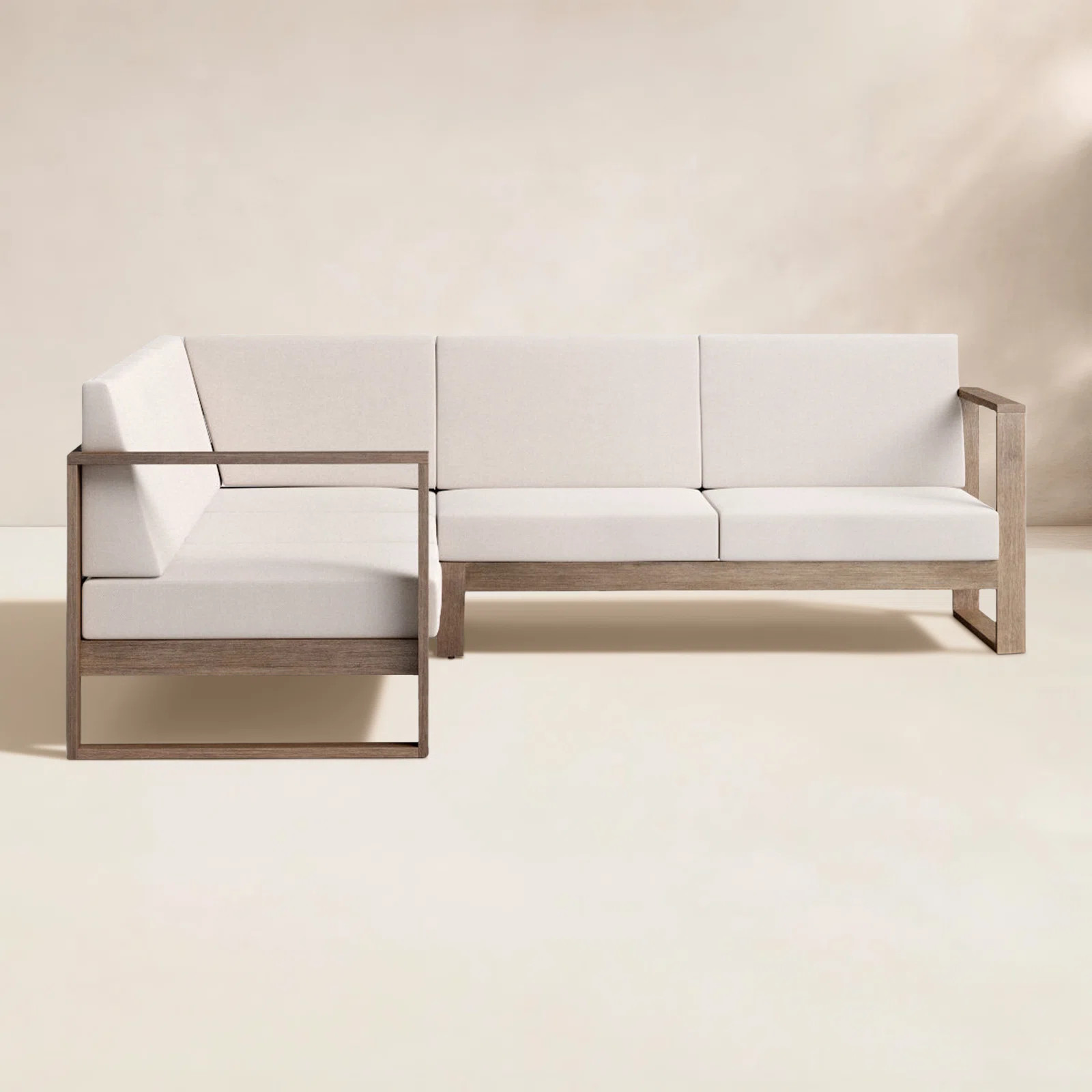 Gavina 90.4'' Wide L-Shaped Eucalyptus Patio Sectional with Cushions | Joss & Main