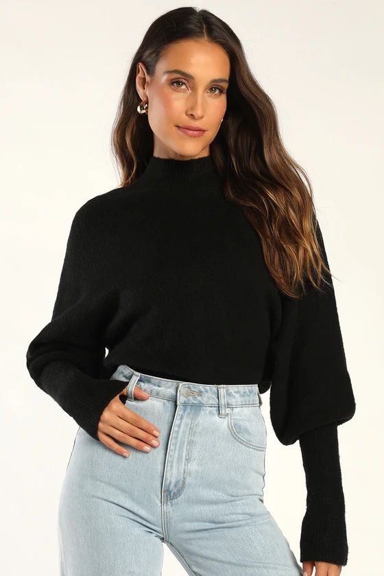 For The Season Black Mock Neck Long Sleeve Sweater | Lulus (US)