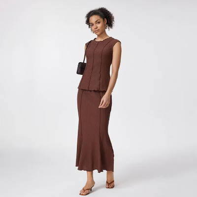 Women's Short Sleeve Textured Blouse - A New Day™ Brown XS | Target