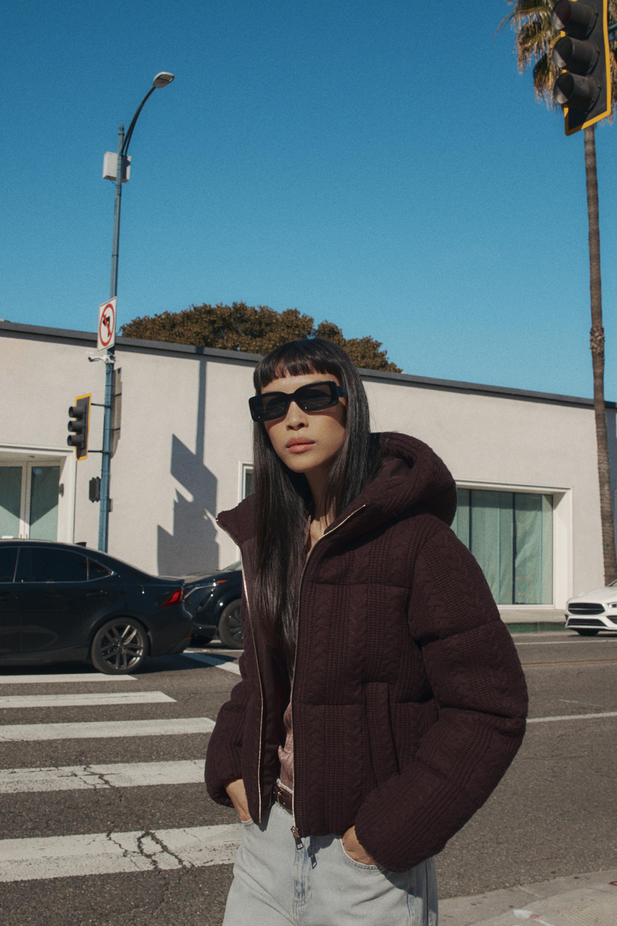 CABLE KNIT HOODED ANORAK | Zara US