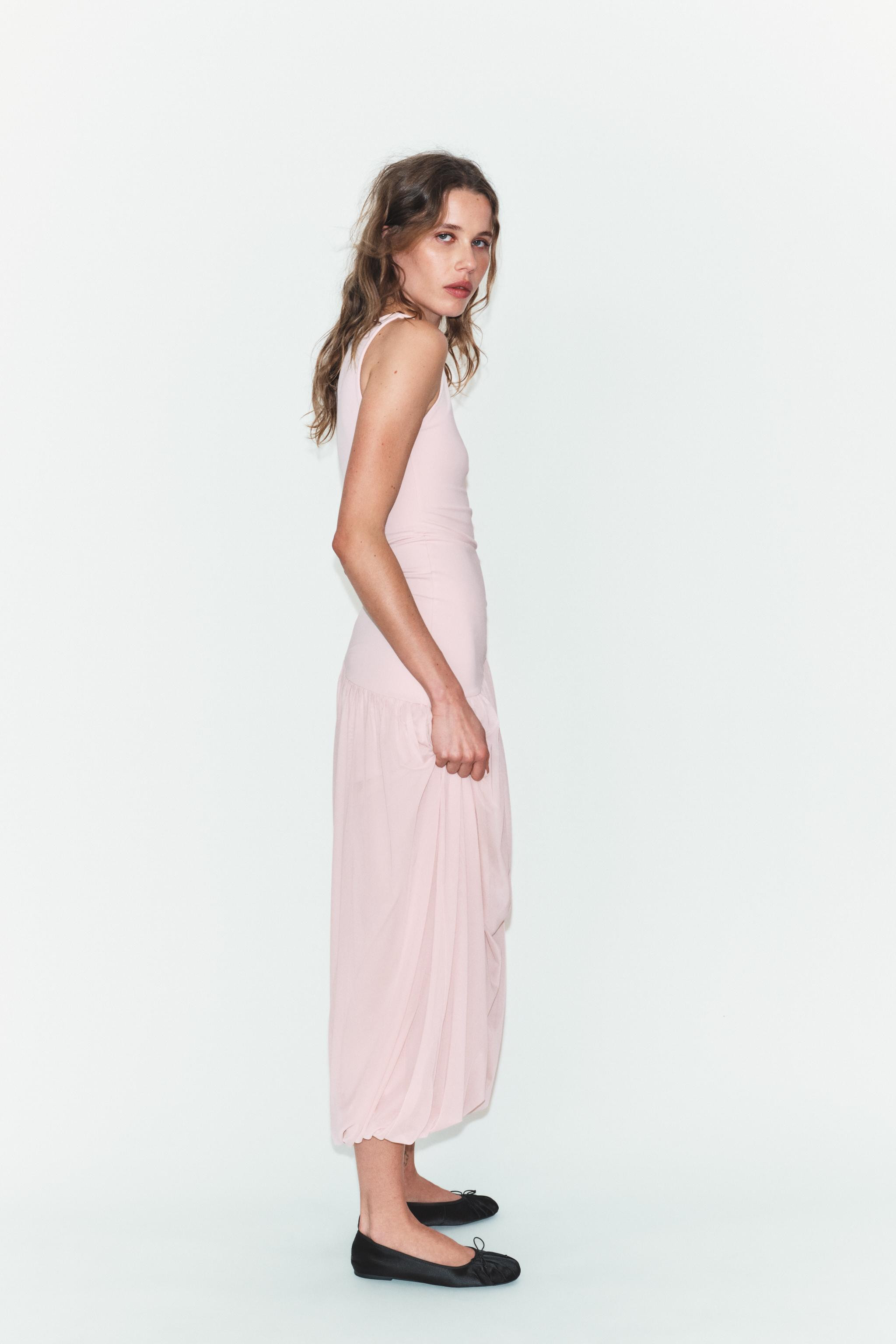 LONG COMBINATION TULLE DRESS | Zara US