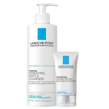 La Roche-Posay Toleraine Skin Care Set | Double Repair Face Moisturizer 40ml & Hydrating Gentle Cleanser 400ml | Oil Free Moisturizer & Face Wash | Formulated with Niacinamide | Walmart (US)