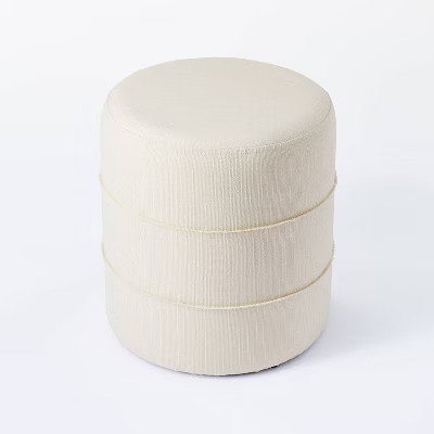 Catalina Round Ottoman Cream - Threshold™ designed with Studio McGee: Wooden Frame, Textured, N... | Target
