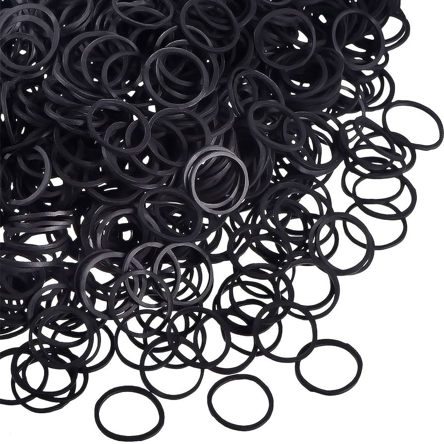 Hicarer 1000 Mini Rubber Bands Soft Elastic Bands for Hair Braids(1.5 cm,Black) | Amazon (US)
