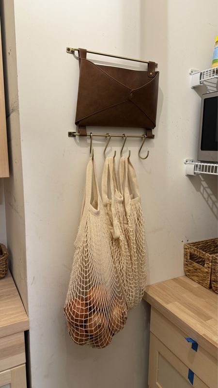 Faux leather and gold hooks, mesh produce bags, pantry storage

#LTKhome