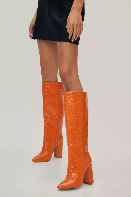 Faux Leather Contrast Knee High … curated on LTK