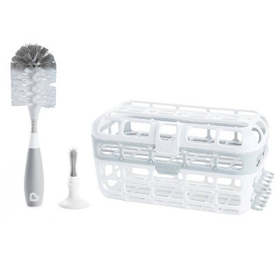 Munchkin High Capacity Dishwasher Basket And Bristle Brush Cleaning Set - Gray - 2ct | Target