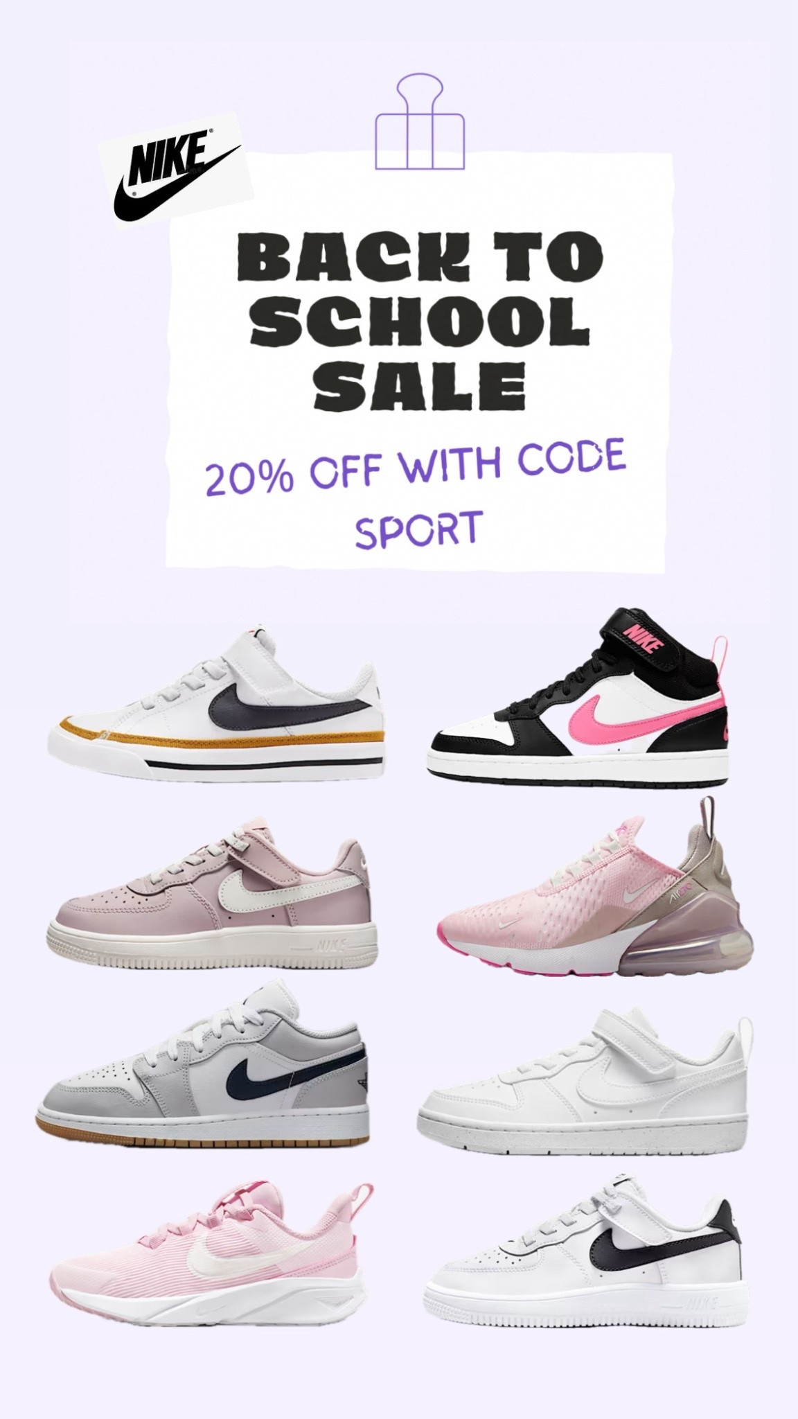 Nike Back to School Sale‼️20% off with code: SPORT. Tons of different colors and styles 🛍️




Back to school shoes/ sneakers/ tennis shoes/ footwear/ Nike / kids shoes/ kids sneakers

#LTKSaleAlert #LTKKids #LTKShoeCrush