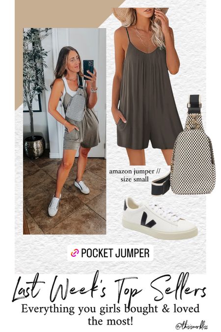 Amazon jumper (size small) Lightweight, comfy summer travel outfit with tank, sneakers & checkered sling bag 

#LTKsalealert #LTKunder50 #LTKFind