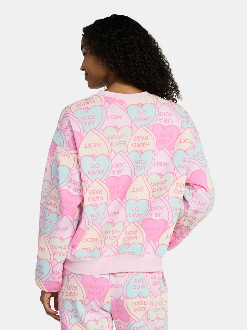 Candy Hearts Women's Graphic Sweatshirt with Long Sleeves, Sizes XXS-XXL | Walmart (US)