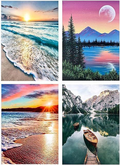 Paint By Numbers for Adults - DIY Adult Paint by Number Kits Pack On Canvas Sunset Beach Painting... | Amazon (US)